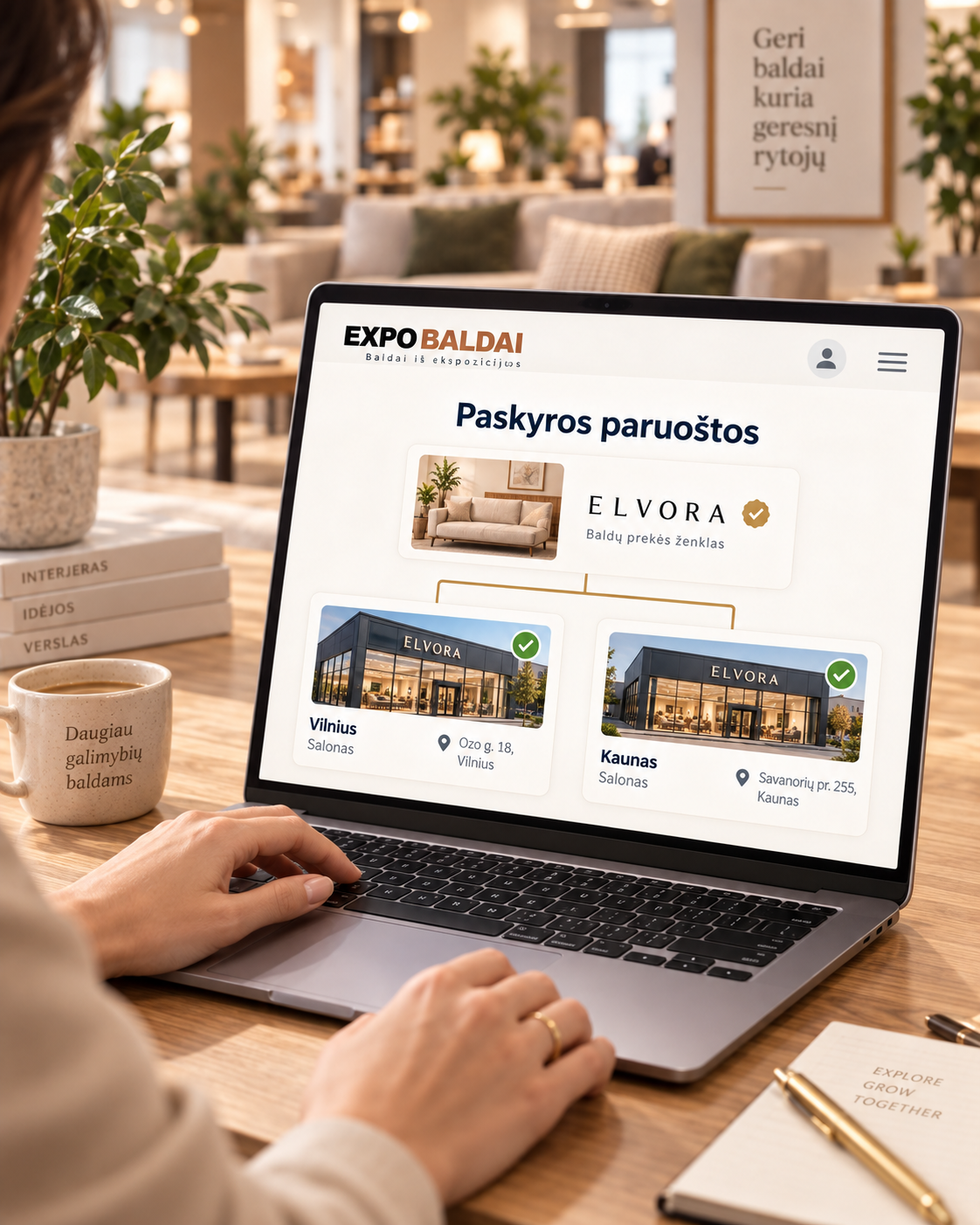Prekės ženklo Elvora paskyra ir jai priskirti du salonai